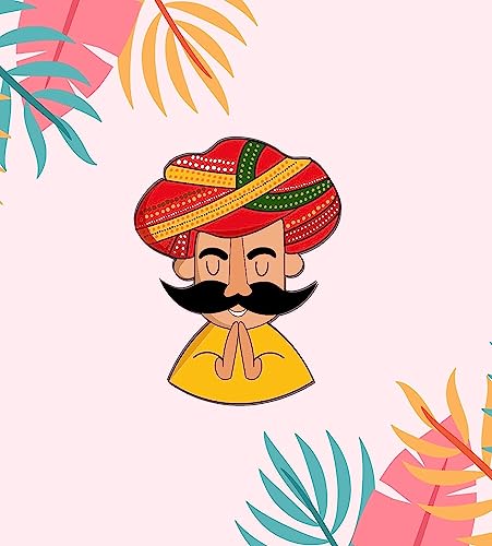 Image of Wooden Fridge Magnet for Refrigerator Home, Kitchen and Office Decoration Multicolor (Rajasthani Turban Man)