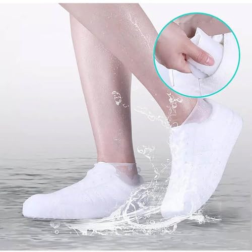Schuhüberzieher Wasserdicht, Silikon Regenschutz Schuhe Schuhüberzieher, Überschuhe Regenüberzieher Schuhe Wiederverwendbare Anti-Rutsch Schuhüberzieher für Regen, Schlammige Straßen (Schwarz, M)