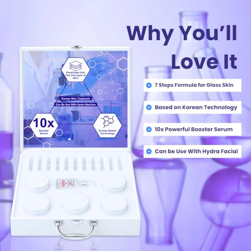 Image of A+ Korean Glass Facial Kit | Suitable For All Skin Types | 10x Booster Serums | Instant Glow & Radiance | Based on Korean Technology | 7 Steps in 1 Kit | For Professionals & Home Use | 300 gm + 20 ml