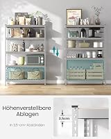 SONGMICS Schnelle Montage, Schwerlastregal, Standregal, Lagerregal, Küchenregal, Regal, 5 Ablagen, 60 x 120 x 180 cm, bis 875 kg belastbar, für Keller, Küche, Arbeitszimmer, silbern GLR600E01 – Ansicht 4