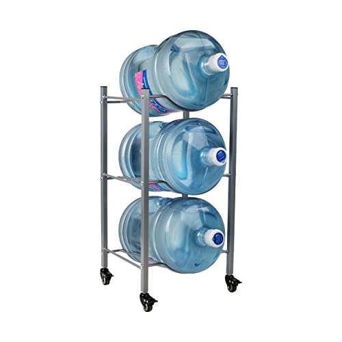 Mind Reader Soporte para jarra de agua de 5 galones, soporte para botella de agua, enfriador de agua, estante, ruedas, metal, 16.5 pulgadas de largo x 13.7 pulgadas de ancho x 31 pulgadas de alto,