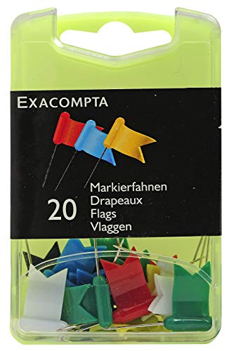EXACOMPTA Boîte de 20 épingles drapeaux 16mm Couleurs assorties
