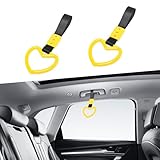 Augeny 2PCS Ring Heart Shaped Car Hand Straps, Cute Rear Bumper Warning Rings Drift, Warning Loops for Car Interior Decor (Yellow & Black)
