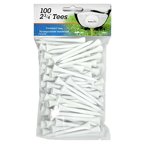 Intech 2-3/4 Inch Wooden Golf Tees, 100 and 500 Pack, Multiple Colors Available