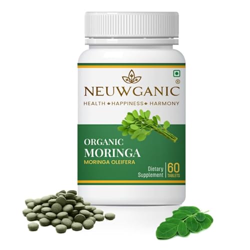 Image of Organic Moringa Tablets - 600 mg 60 Tablets - Drumstick Leaf Tablets - Good for Hair & Skin - Rich Source of Calcium - Promotes Healthy Joints - Increase Metabolism