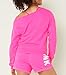 Victoria's Secret Women's PINK Logo Raw Neck Crew Sweatshirt, Pink, (XS)