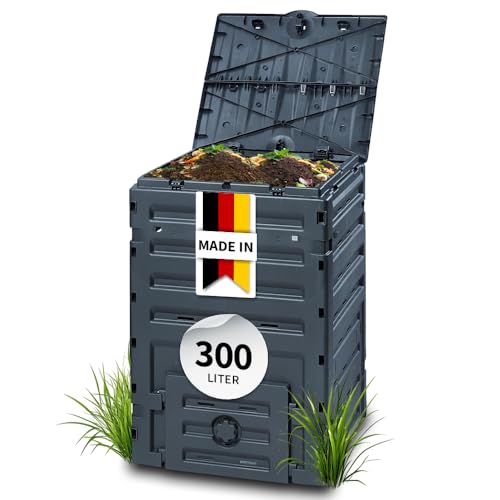 GARANTIA ECO-Master Kunststoff Komposter 300 Liter schwarz - Komposter Garten, Abfall & Recycling, Schnellkomposter, Komposteimer, Biomüll, Thermokomposter, Biomüll Behälter, Kompost, Garten