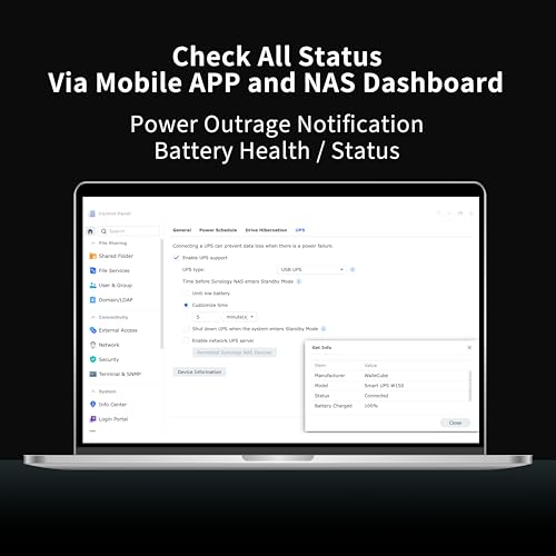 Image of NAS UPS Compatible for: Synology, Ugreen, TerraMaster, QNAP. 150W DC Uninterruptible Power Supply with Remote APP Control, HomeServer Protector Designed for DC NAS and Mini PC