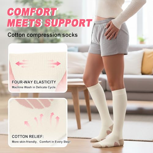 Image of Iseasoo 4 Pairs Compression Socks for Women Circulation-Best Support for Nurses,Running,Athletic,Travel