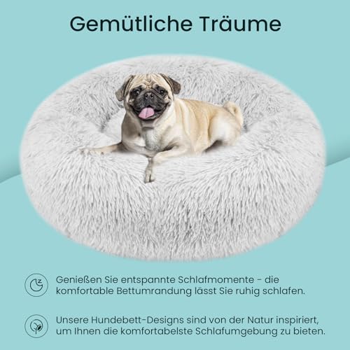 OKPOW Rundes Wolke 7 Hundebett - Waschbar Welpenbett Fuer Kleine Hunde - Flauschig Anti Angst Katzenbett Comfy - Donut Kuscheliges Haustierbett Plüsch