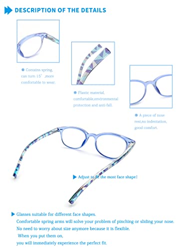 HEEYYOK Reading Glasses for women,+0.75 Readers glasses for women,retro Round Frame,Spring Hinges Includes 4 Pouch - Image 4