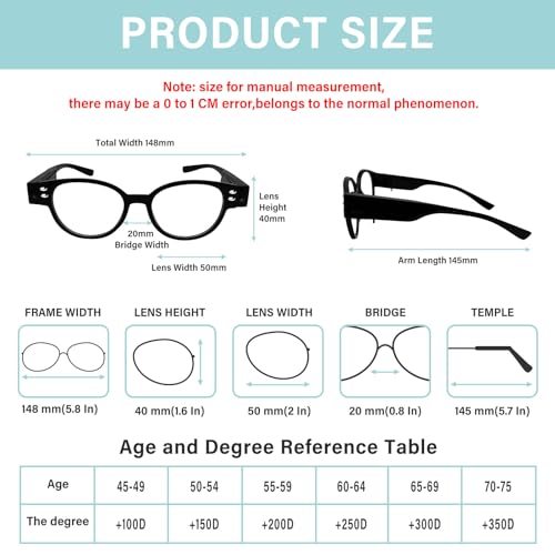 Duanmei Reading Glasses With Lights Bright Led Readers Magnifying Glasses With Lights Reading Glasses With Led Light Blue Light Blocking Glasses Lighted Magnifier Nighttime Reader Lighted Eye Glasses thumb #3