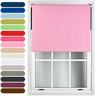 Furnished Roller Blinds Thermal Blackout Roller Blind - Trimmable Insulated UV Protection Child Safe Easy Fit Home Office Window Blinds, Pink, 60cm x 165cm