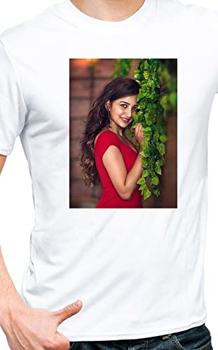 Image of Knitted Polycotton Fabric Regular Fit Men Boys Half Sleeve Photo T-Shirt Style 1 White Size : Free