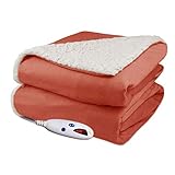 Biddeford 4480-9064114-719 Electric Heated Micro Mink/Sherpa Throw, 50-Inch by 62-Inch, Spice