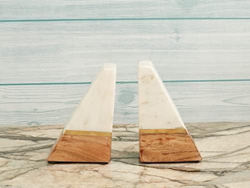 Indian Essence by AD ARTS Marble Wood Bookends for Books 1