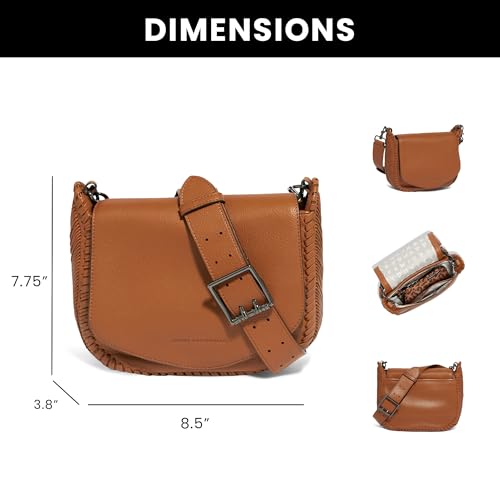 Image of Aimee Kestenberg All For Love Saddle Crossbody Bag for Women - Leather Crossbody Purse - Adjustable & Removable Strap