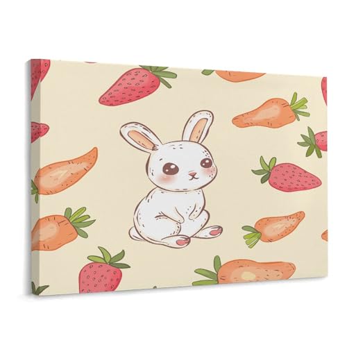 Toile murale imprimée lapin tableau horizontal encadré décoration intérieur 15,7x30