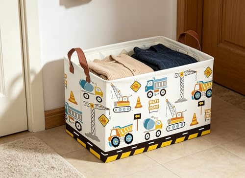 Image of Car Basket Rectangular Book Basket Storage Bin Organizer Book Shelf Box Room Decor(Engineering vehicle)