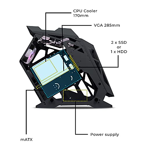 Image of ZEBRONICS ZEB-947B Valhalla Computer case /Gaming Chassis, Supports Micro ATX Motherboard, RGB Support, AIO Cooler, Dual 120mm RGB Cooling Fans, Tempered Glass Side Panel, Acrylic Front Panel (Black)