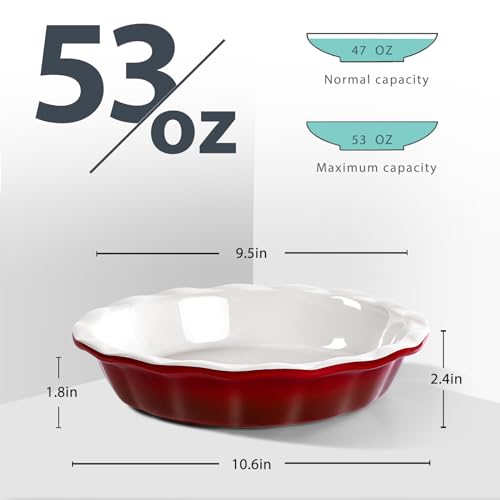 image for Lareina Deep Dish Pie Pan for Baking, 9 Inch Ceramic Fluted Pie Dish f