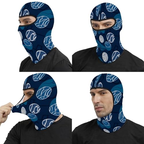 Pasamontaña térmico para hombre y mujer, máscara facial azul con estampado de voleibol, ideal para esquí, motociclismo, ciclismo y clima frío miniatura 5