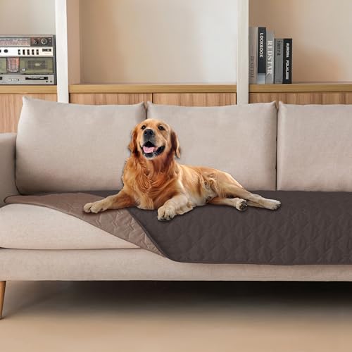 Image of gogobunny 100% Double Sided Waterproof Dog Blanket Soft Pet Bed Cover Reversible Protect Furniture Couch Sofa Car for Puppy Cat Kids (Dark Coffee /Light Coffee, 30x80 Inch (Pack of 1))