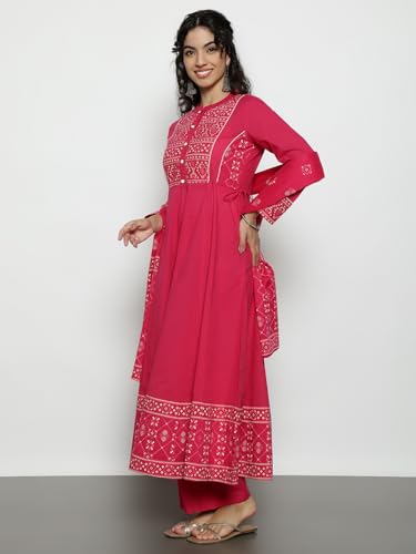 Image of Vbuyz Women'S Cotton Floral Print Straight Stitched Kurta Pant With Dupatta