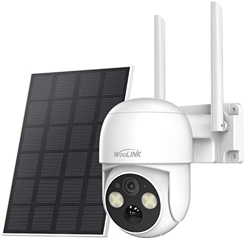 WOOLINK 4MP Solar Security Camera Wireless Outdoor, 2.5K Pan/Tilt Rechargeable Battery Powered Camera, 2.4Ghz WiFi Camera for Home Security, Motion Detection, 2-Way Talk, Color Night Vision, Cloud/SD