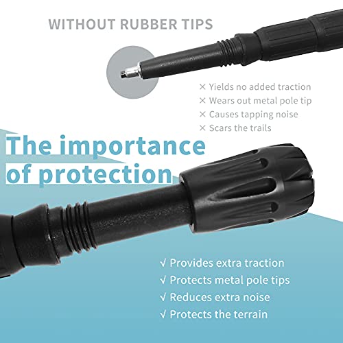 Aihoye Trekking Pole Accessories Rubber Tips,Rubber Replacement Pole Tip Protectors Fit Most Standard Hiking, Walking Poles with a Inner Diameter of 0.43\", 8-Piece Pack - Thumbnail 4