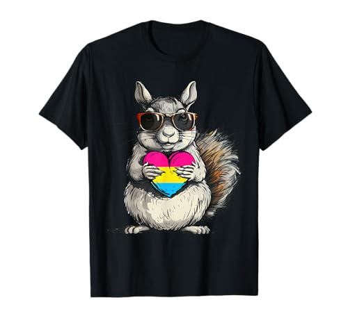 Pan Pride Squirrel Pansexual Pride LGBTQ Pansexualidad Corazón Camiseta