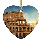 Christmas Ornaments, Rome Italy Architecture Christmas Tree Heart Ceramic Hanging Two-Side Printed Home Office Hanging Decor