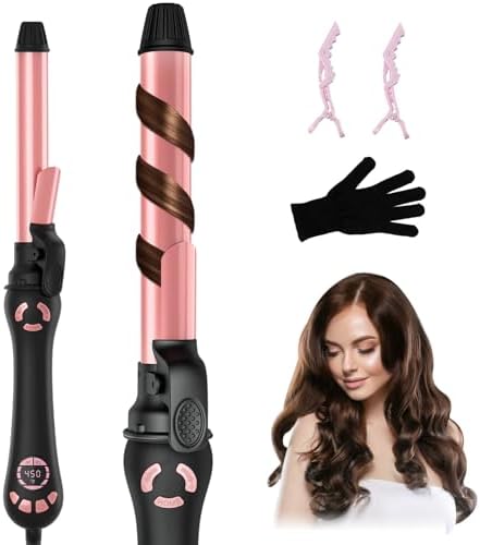 Rotating Curling Iron - 1 Inch Automatic Curling Iron for Fast Long-Lasting Curler Waves, Dual Voltage Automatic Hair Curler with Adjustable Temp and LCD Display for Effortless Waves, Rose Gold