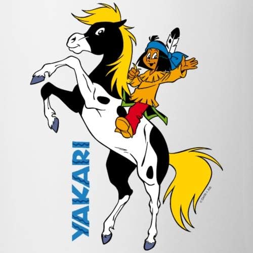 Amazon De Spreadshirt Yakari Pferd Kleiner Donner Steigt Tasse Zweifarbig Weiss Kobaltblau