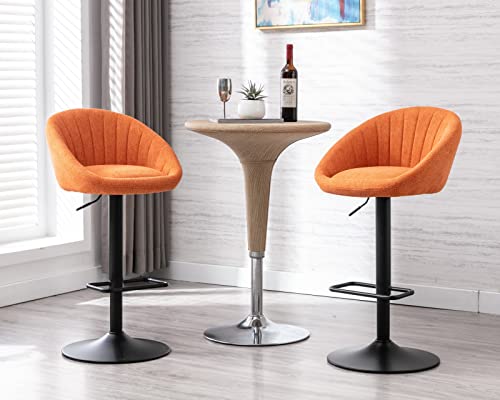 Cimota Swivel Adjustable Bar Stools Set Of 2 Modern Counter Stools Bar Chairs With Back For Dining Room/Kitchen Island/Home Bar, 25-33 Inch Seat Height, Orange Terrycloth #TOP25
