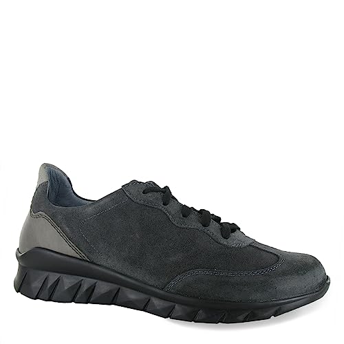 NAOT Women's Infinity Lace Up Oily Midnight Suede/Foggy Gray Leather 40