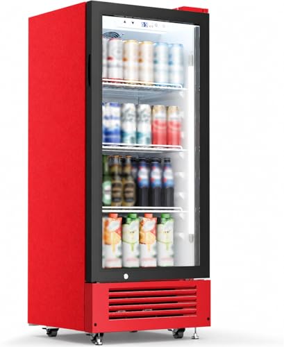 Kismile 6 Cu.Ft Commercial Refrigerator, Beverage Refrigerator with Double-Tempered Glass Door, Red