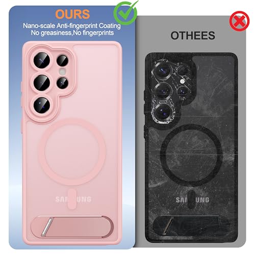 AMILIFECASES Magnetic for Samsung Galaxy S25 Ultra Case, [Compatible with MagSafe][Full Camera Protection][Built-in Invisible Kickstand] Translucent Matte Phone Case for S25 Ultra 6.9" - Pink - image 7