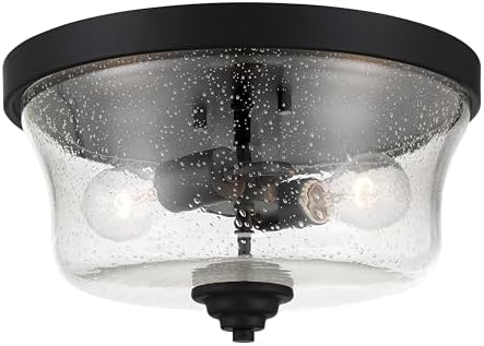 Minka Lavery 4927-66A Shyloh Flush Mount, 2-Light, 120 Total Watts, 13.75-in H x 7.75-in W, Coal Black