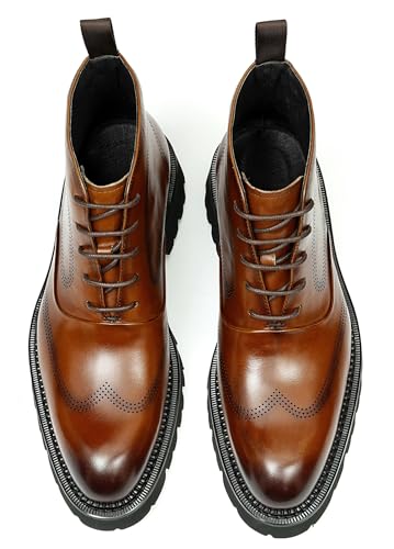 Santimon Men's Dress Casual Oxford Boots - Genuine Leather Wingtip Brogues Chelsea Ankle Boots for Wedding, Business & Formal Wear3