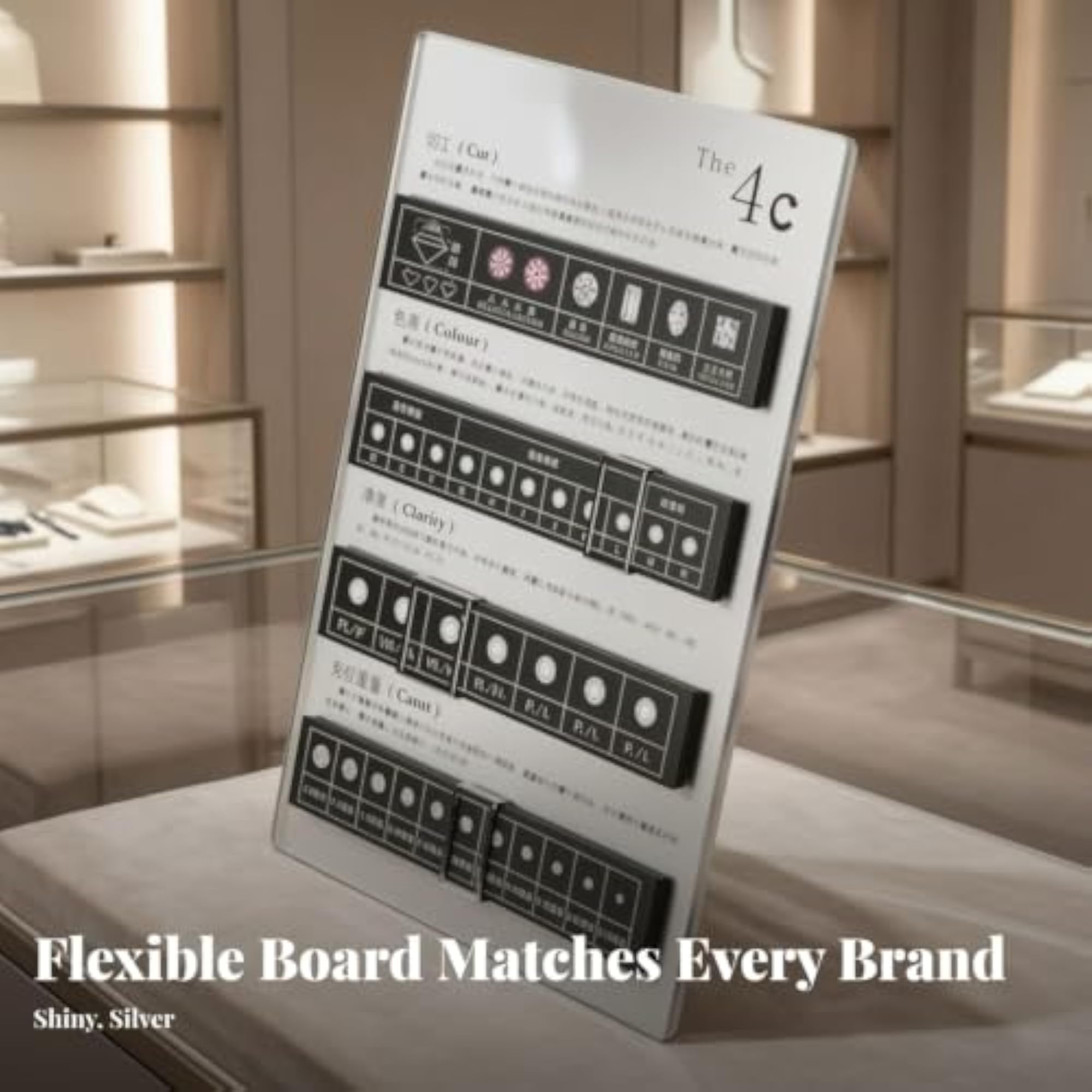 Stable Diamond 4C Display Board for Jewelers, Acrylic Display