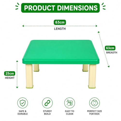 Image of Plastic Strong and Durable Kids Table for Studying Dining Home Virgin Material for 2 to 10 Years | Sustain Upto 50 KG (Green Low Table)
