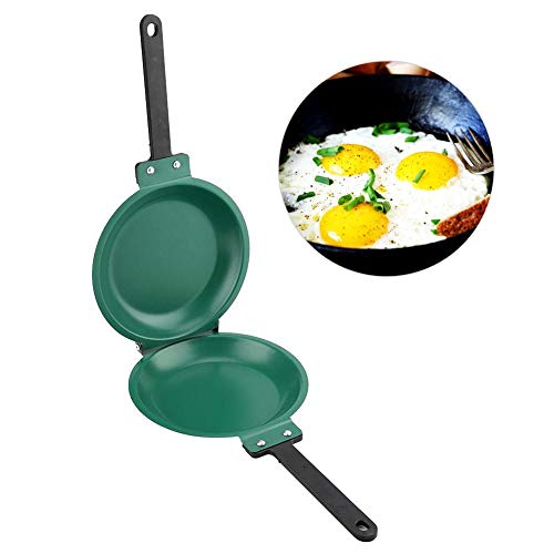 ZJchao Frying Pan, Double Side Frying Pan Non-Stick Flip Folding Frying Pan (Green)