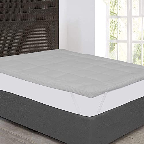 Image of 1200GSM Hollow Fibre Mattress Padding /Topper Grey for King Size Bed-72 Inch X 78 Inch