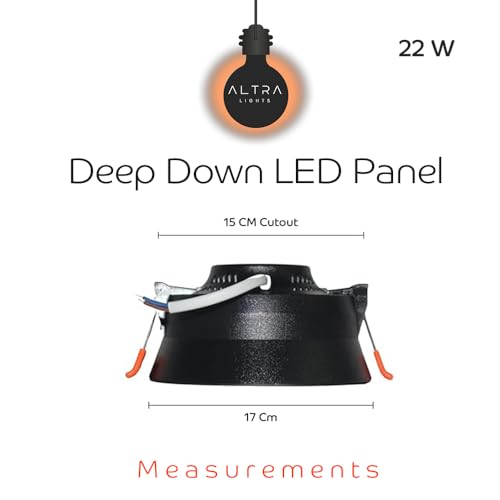 Image of 22W Round LED Panel Low Deep Down Light for POP & False Ceiling Roof | Cool White Light | Polycarbonate Downlight for Home & Office Use | Black Body Surface Ceiling Light - Pack of 4