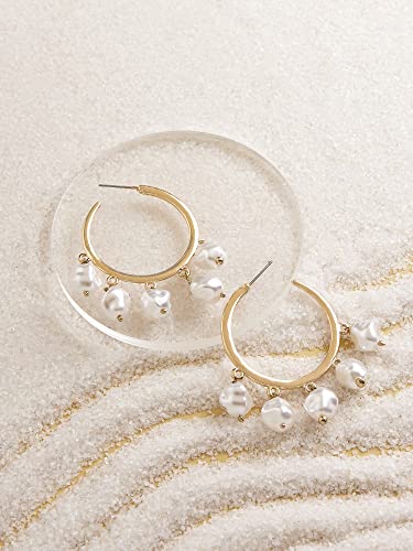 Image of Ami Gold Tone Contemporary Classy Charm Semi Hoop Earring For Women-ZPFK20340