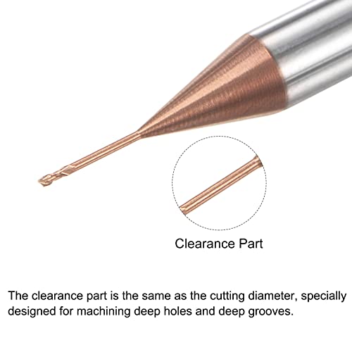 Image of uxcell Square Nose End Mill, 0.5mm Solid Carbide AlTiSin Coated Long Reach CNC Router Bits 2 Flutes Milling Cutter with Extended Neck, 5mm Cutting Length 4mm Shank