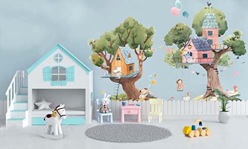 Tree Wall Decals For Peel And Stick – Watercolor Jungle Wall Stickers For Kids Bedroom – Baby Wall Decorations For Nursery #TOP4