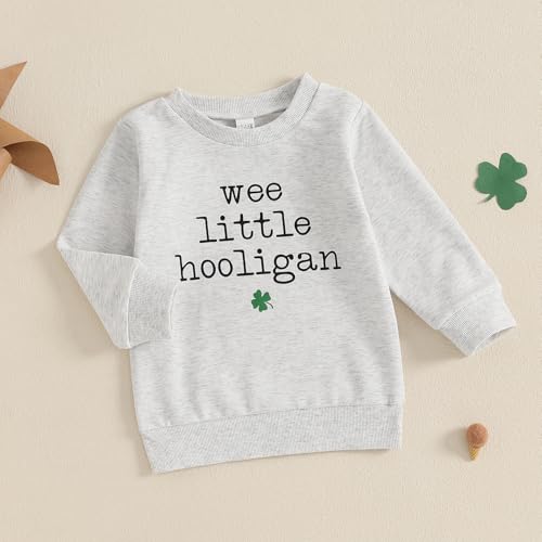 Kids Toddler Boys Girls St. Patrick's Day Outfit Sweatshirt Wee Little Hooligan Crew Neck Pullover Tops3