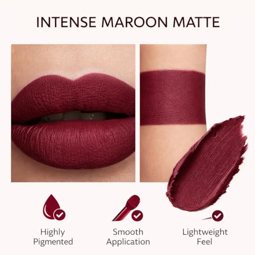 Image of True Matte Ruby Noir Lipstick | Deep Maroon-Wine Long Lasting Matte Lipstick for Women | Smudge-Proof, Vegan & Alcohol-Free Formula - 4 ml